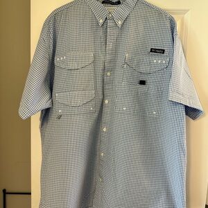 Columbia PFG Blue Casual Button Down Shirt
